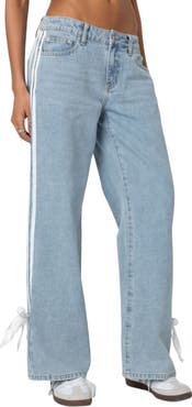EDIKTED Ribbon Stripe Baggy Low Rise Jeans | Nordstrom