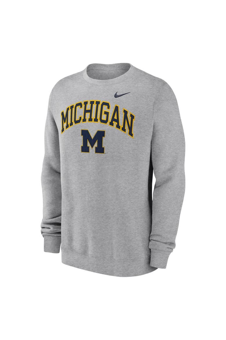 Men's Nike Gray Michigan Wolverines Arch Pullover Sweatshirt, Alternate, color, Gray