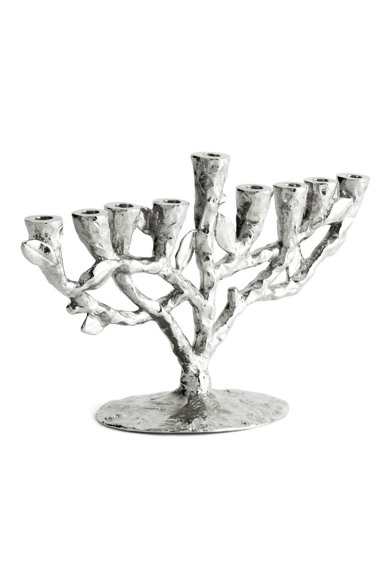 Tree of Life Small Menorah, Alternate, color, SILVER