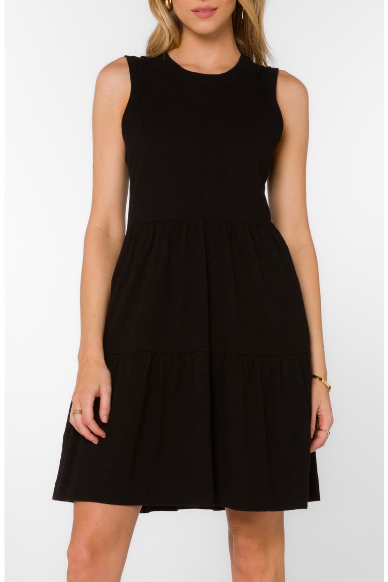 Sleeveless Tiered Minidress, Main, color, BLACK