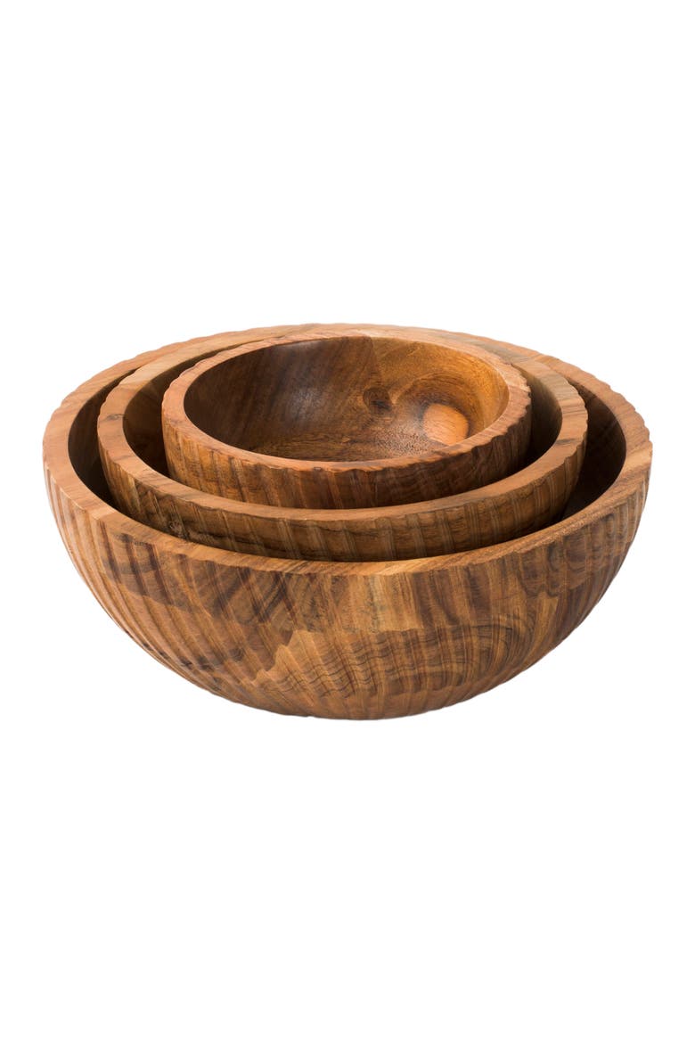 Stria Acacia Wood Bowls, Main, color, Brown