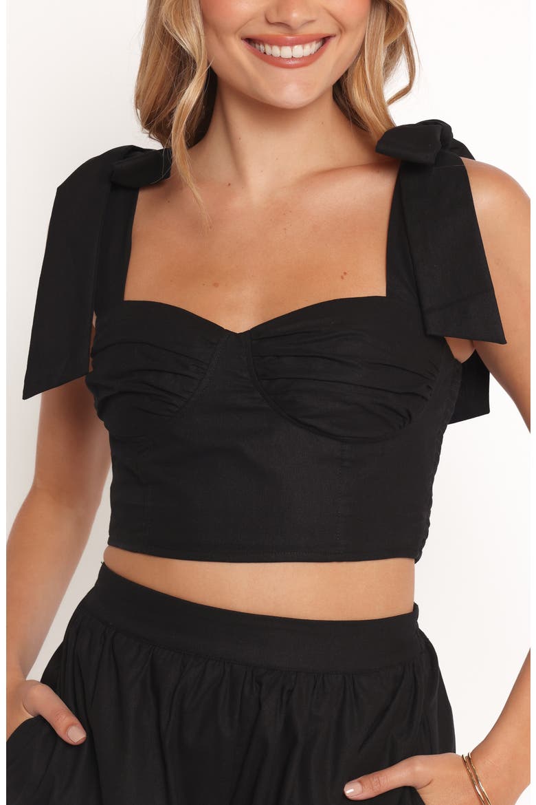Benji Cotton & Linen Crop Top & Shorts Set, Alternate, color, BLACK
