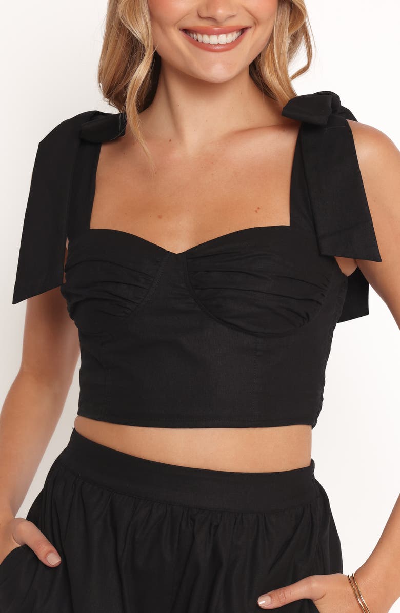Petal & Pup Benji Cotton & Linen Crop Top & Shorts Set, Alternate, color, Black