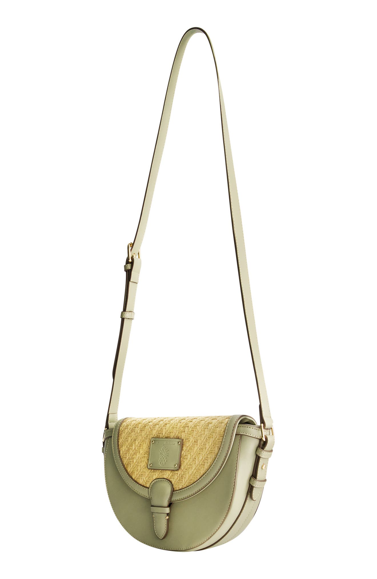 Tommy Bahama Logo Debossed Raffia Crossbody Bag, Alternate, color, Sage