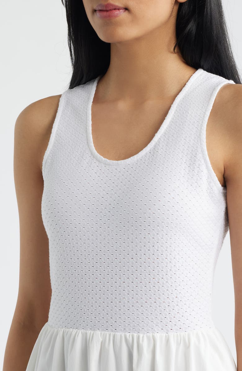 Bernardo Mixed Media Midi Dress, Alternate, color, Bright White