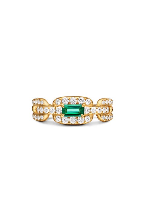 Stax Emerald & Diamond Chain Link Ring