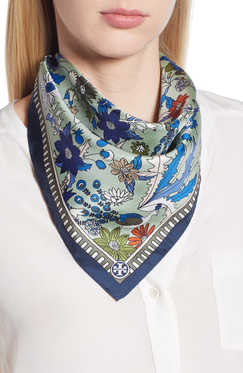 Tory Burch Meadow Folly Silk Scarf, Main, color, 