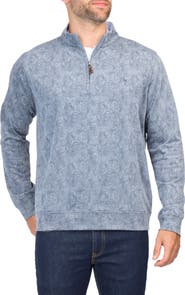 TailorByrd Tonal Tropical Print Micro Pique Pullover
