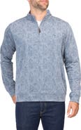 TailorByrd Tonal Tropical Print Micro Pique Pullover