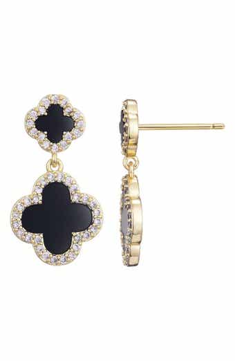 Adornia Pavé CZ Double Clover Drop Earrngs