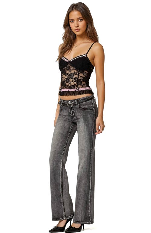 Shop Edikted Ellen Sheer Lace Crop Camisole In Black