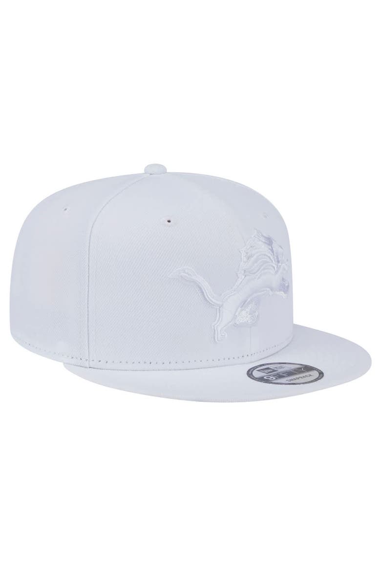 Men's New Era Detroit Lions Main White on White 9FIFTY Snapback Hat, Alternate, color, White