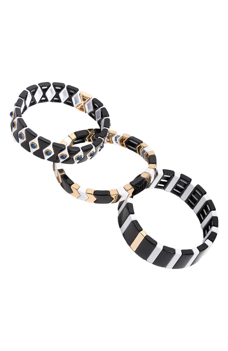 SAACHI 3-Pack Stretch Bracelet, Alternate, color, Black And White