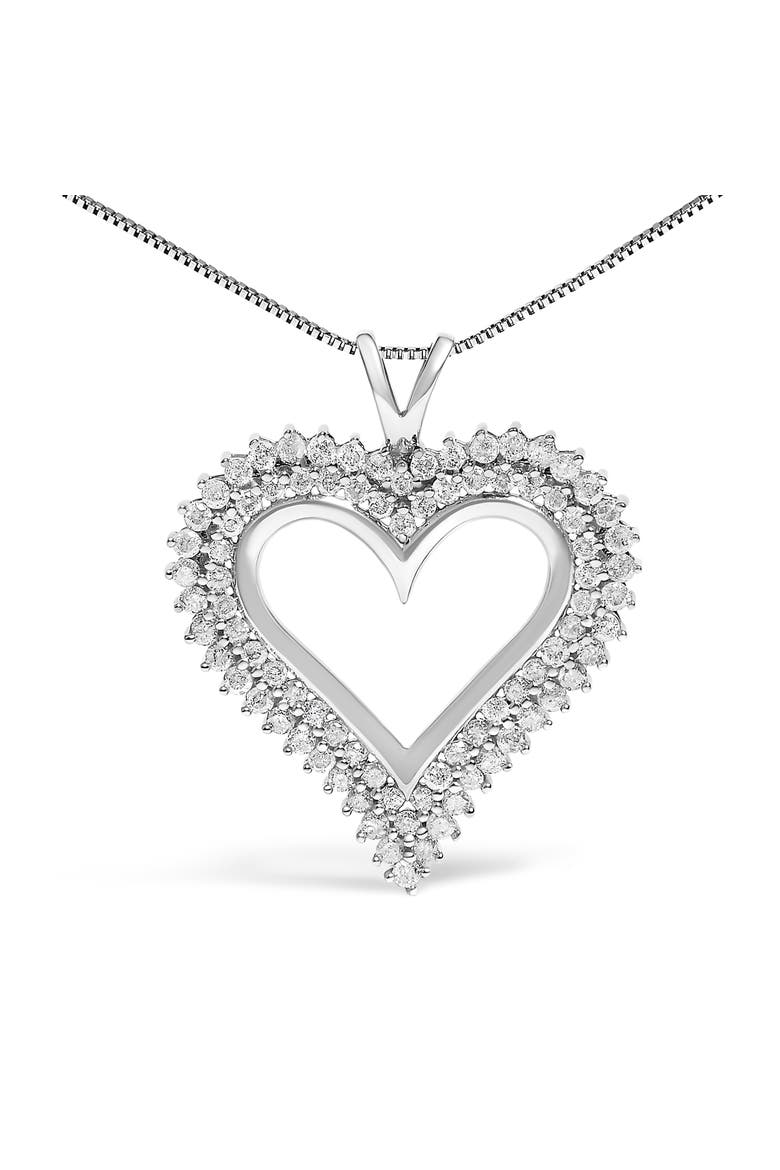 Silver 2.00 Cttw Diamond Heart Pendant Necklace, Alternate, color, White