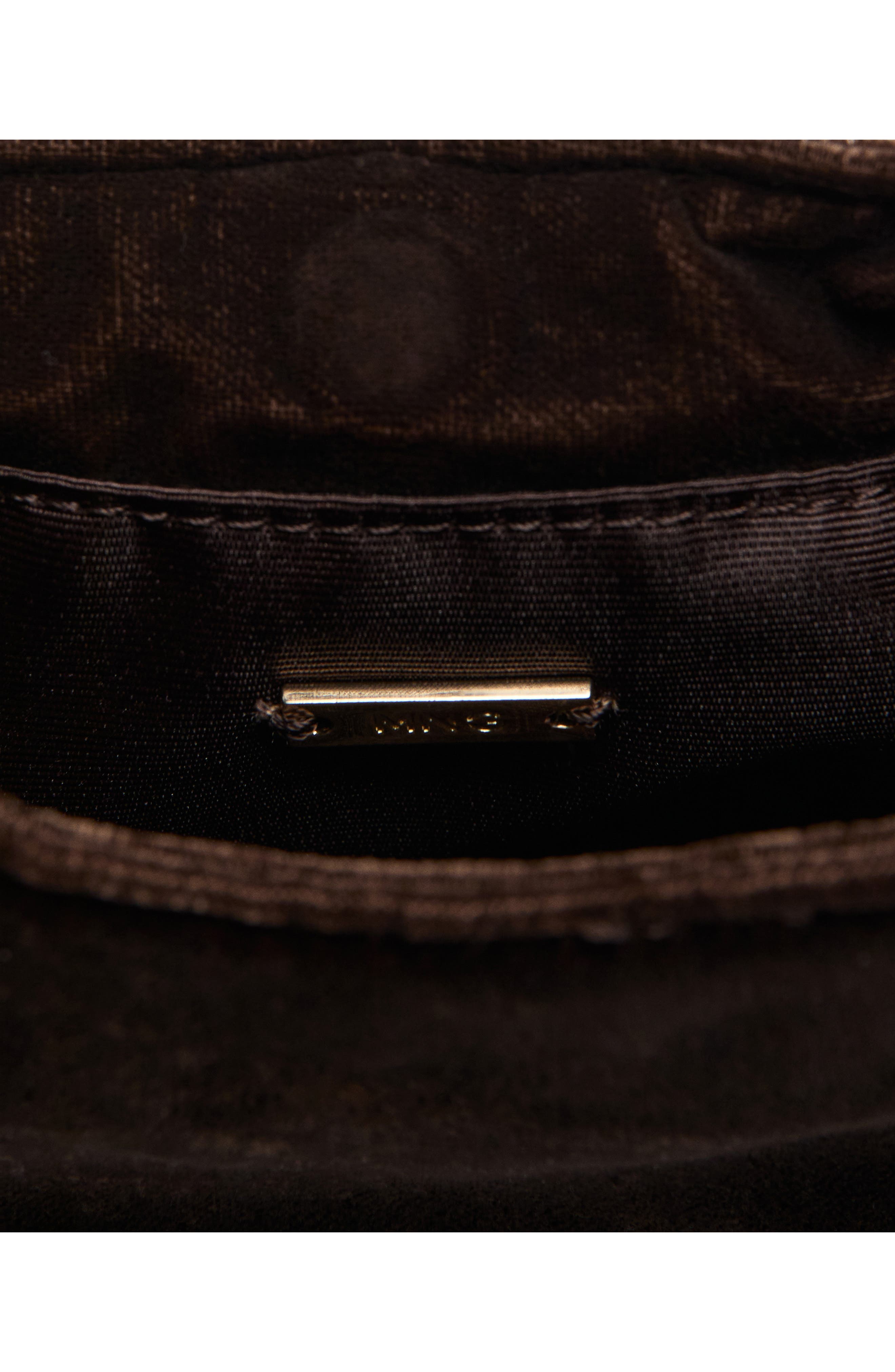 MANGO Velvet Loop Handle Pouch Bag, Alternate, color, Chocolate