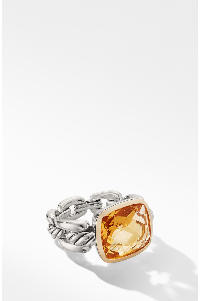 Wellesley Link Statement Ring with 18K Gold, Alternate, color, SILVER/ CITRINE