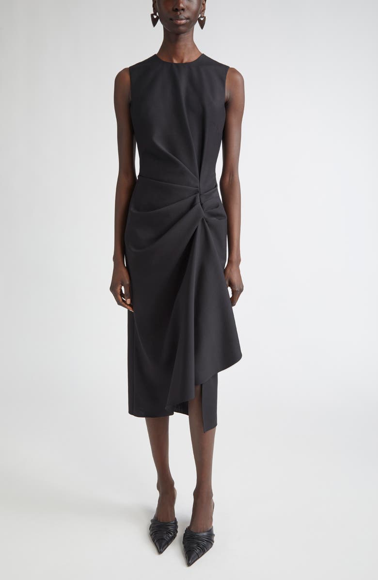 McQueen Twisted Drape Sleeveless Sheath Dress, Main, color, Black
