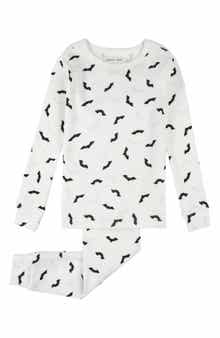 Petit Lem Kids' Bat Print Glow in the Dark Fitted Two-Piece Cotton Rib Pajamas