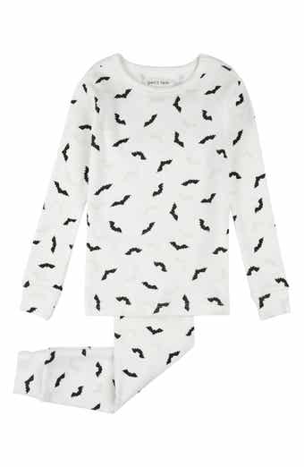 Petit Lem Kids' Bat Print Glow in the Dark Fitted Two-Piece Cotton Rib Pajamas
