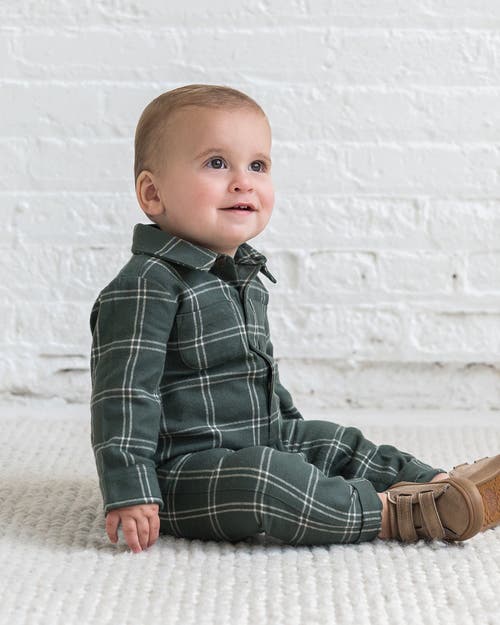 Kendi Bohdi Flannel Collared Romper In Green