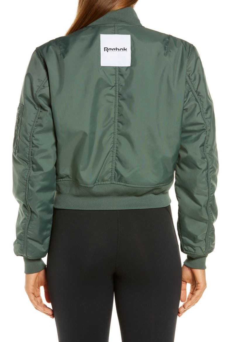 Full Zip Bomber Jacket, Alternate, color, CHALKGRN