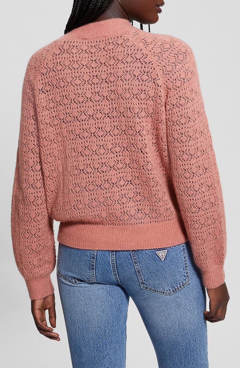 GUESS Kensley Open Stitch Mock Neck Sweater, Alternate, color, Satin Rose