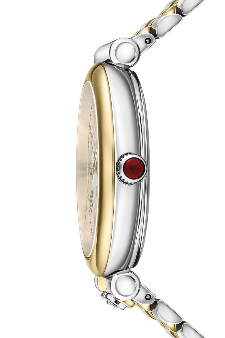 Ora Moonphase Two-Tone Bracelet Watch, 40mm, Alternate, color, WHITE/ TWO TONE