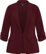 City Chic Abbie Ruched Sleeve Blazer