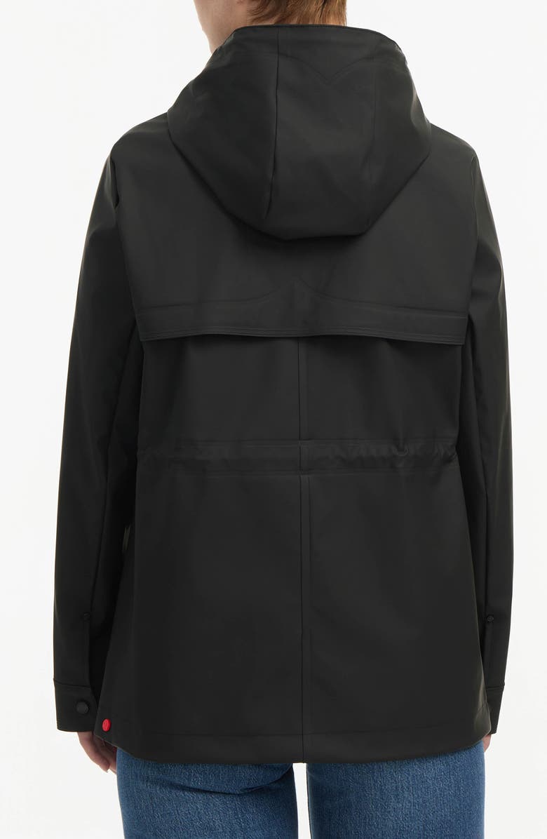Hunter Abbey Water Repellent Rubberized Rain Jacket, Alternate, color, Black