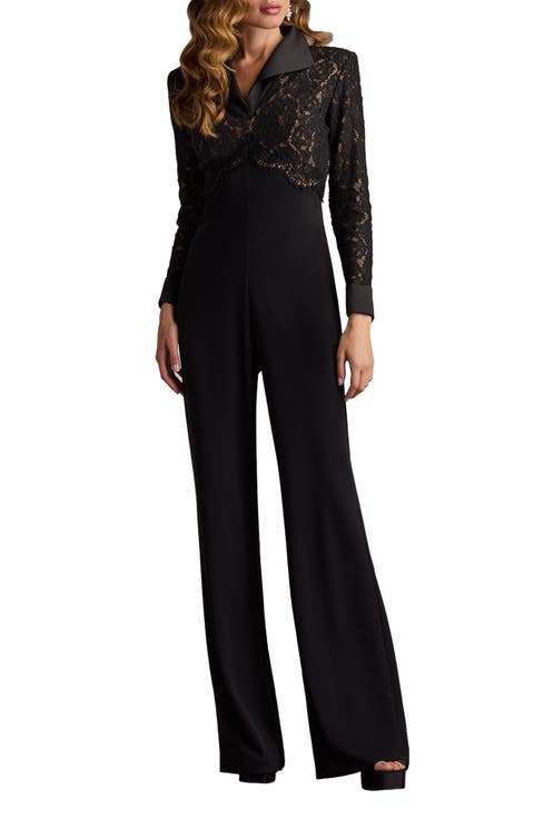 Cotton Blend Lace & Crepe Jumpsuit