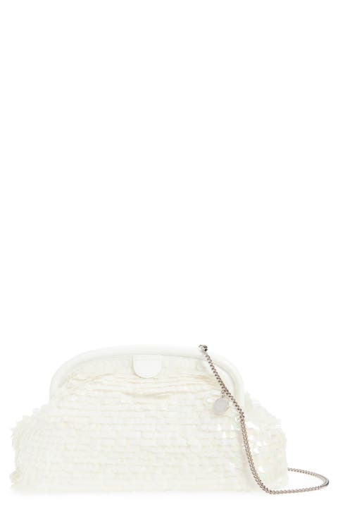 Oversize Falabella Padded Soft Paillette Clutch with Chain