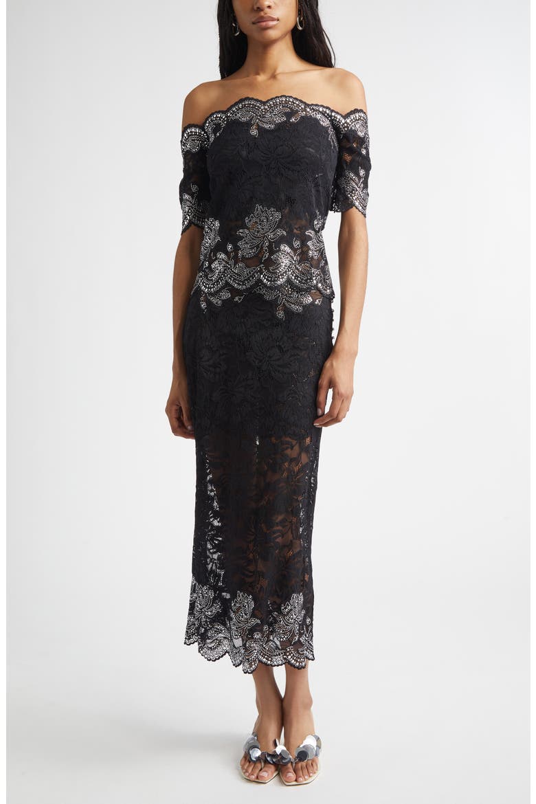 Stud Embellished Lace Skirt, Alternate, color, BLACK