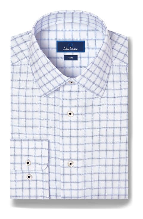 Trim Fit Windowpane Check Dress Shirt