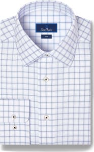 David Donahue Trim Fit Windowpane Check Dress Shirt