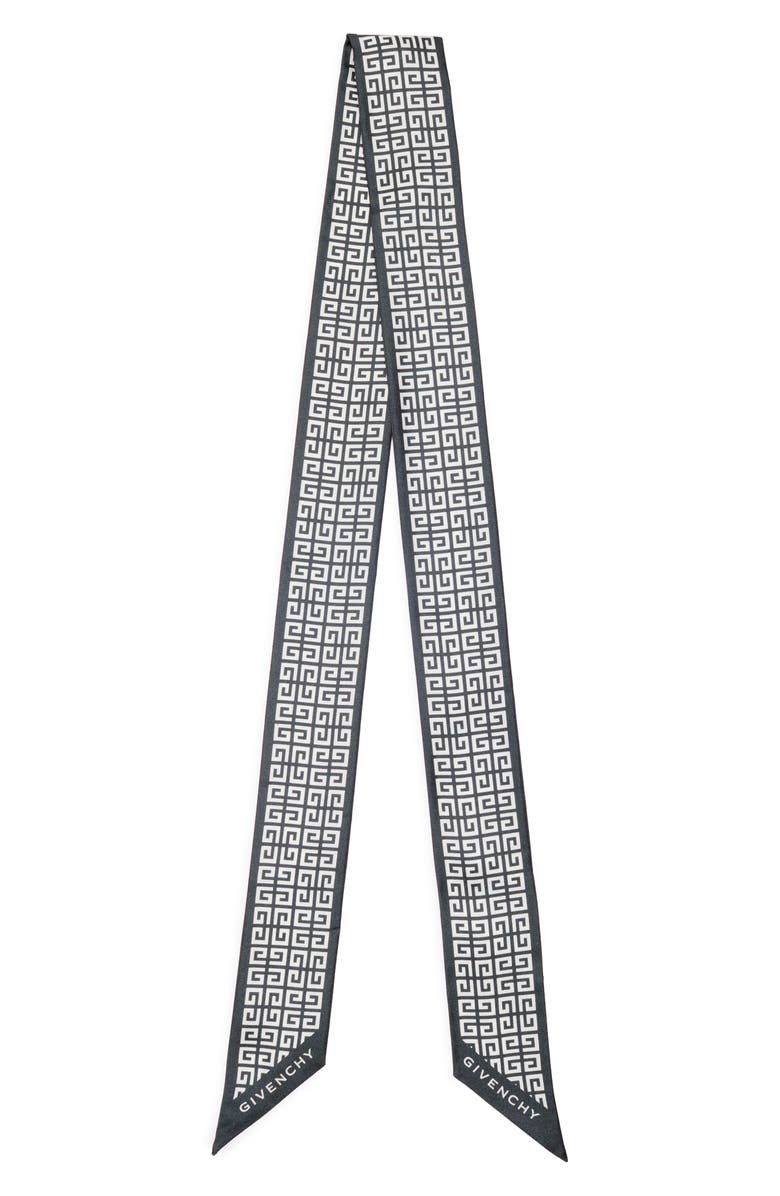 Givenchy 4G Monogram Silk Scarf, Alternate, color, Graphite / White