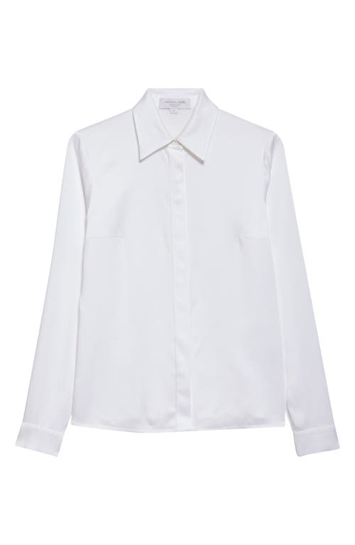 Michael Kors Collection Hansen Charmeuse Button-up Shirt In White