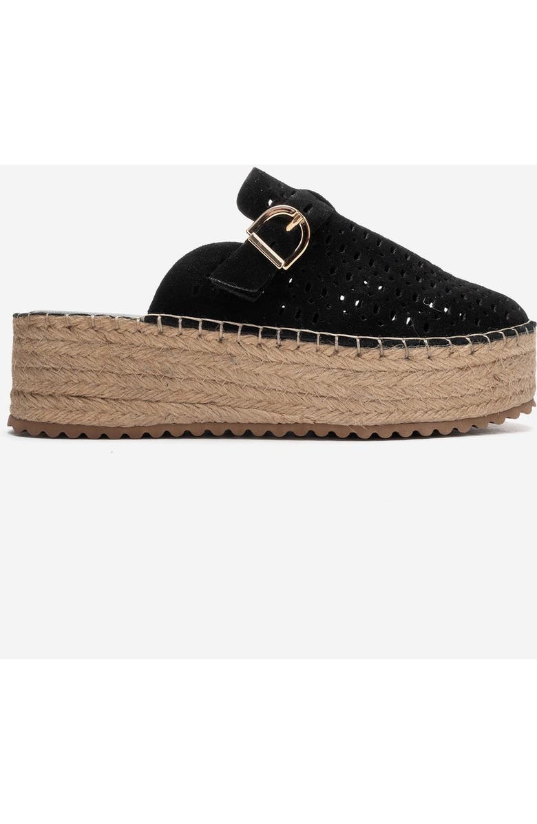 Forever & Always Shoes Louis Leather Platform Sandal, Alternate, color, Black Suede