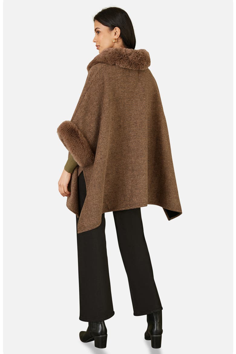 Luxe Fur Collared Cape Jacket, Alternate, color, Brown
