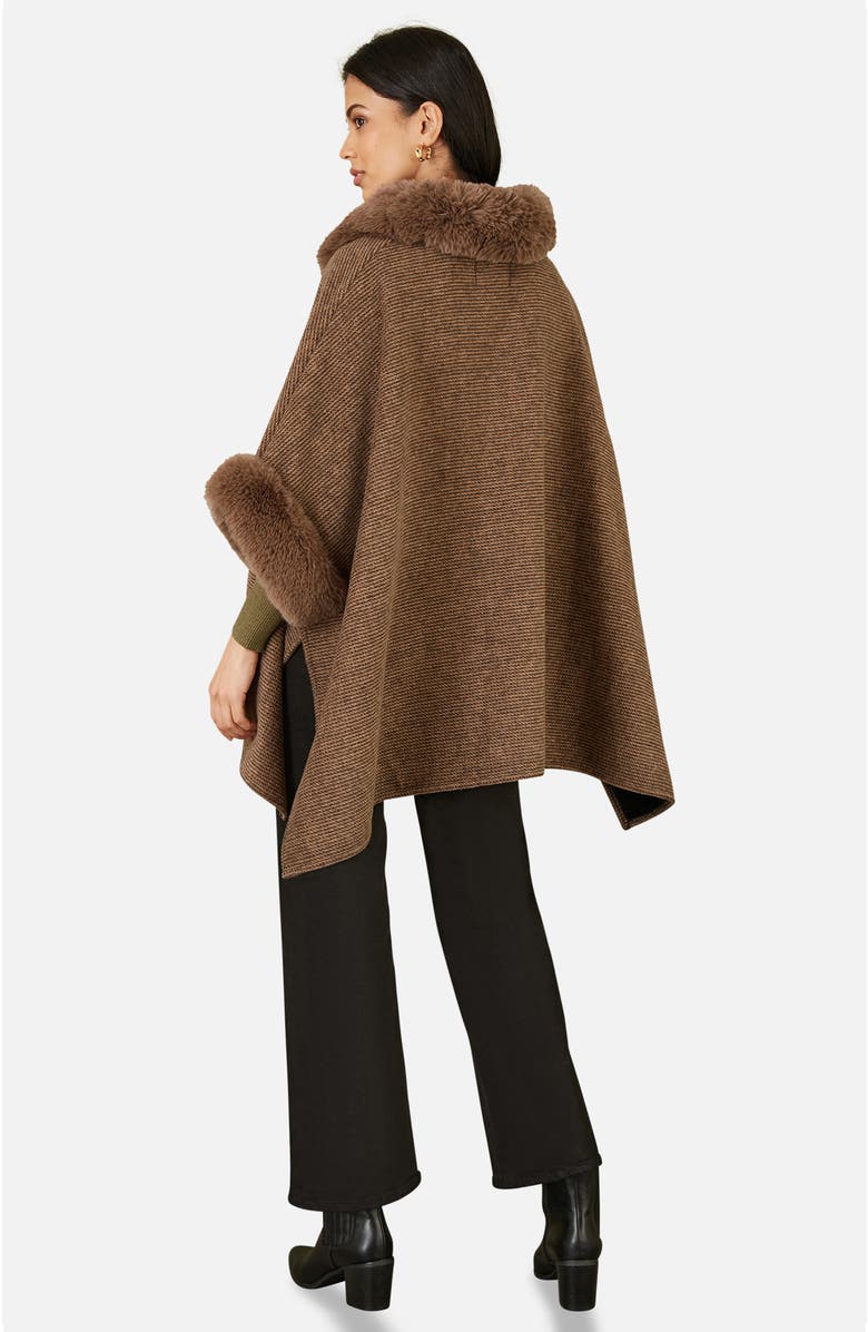 Yumi Luxe Fur Collared Cape Jacket, Alternate, color,