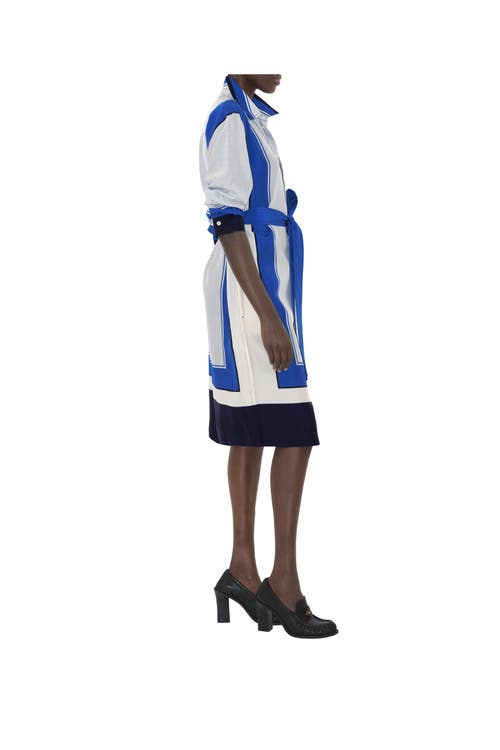 Burberry Knight Stamp Box Silk Shirt Dress In Multi