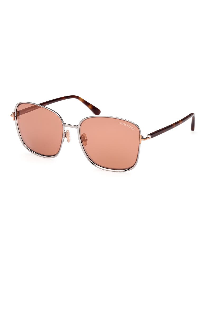 Fern 57mm Square Sunglasses, Alternate, color, SHINY LIGHT RUTHENIUM / ROSE