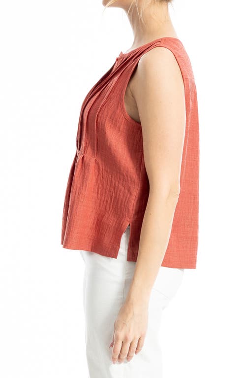 Max Studio Pintuck Crinkle Sleeveless Top In Orange