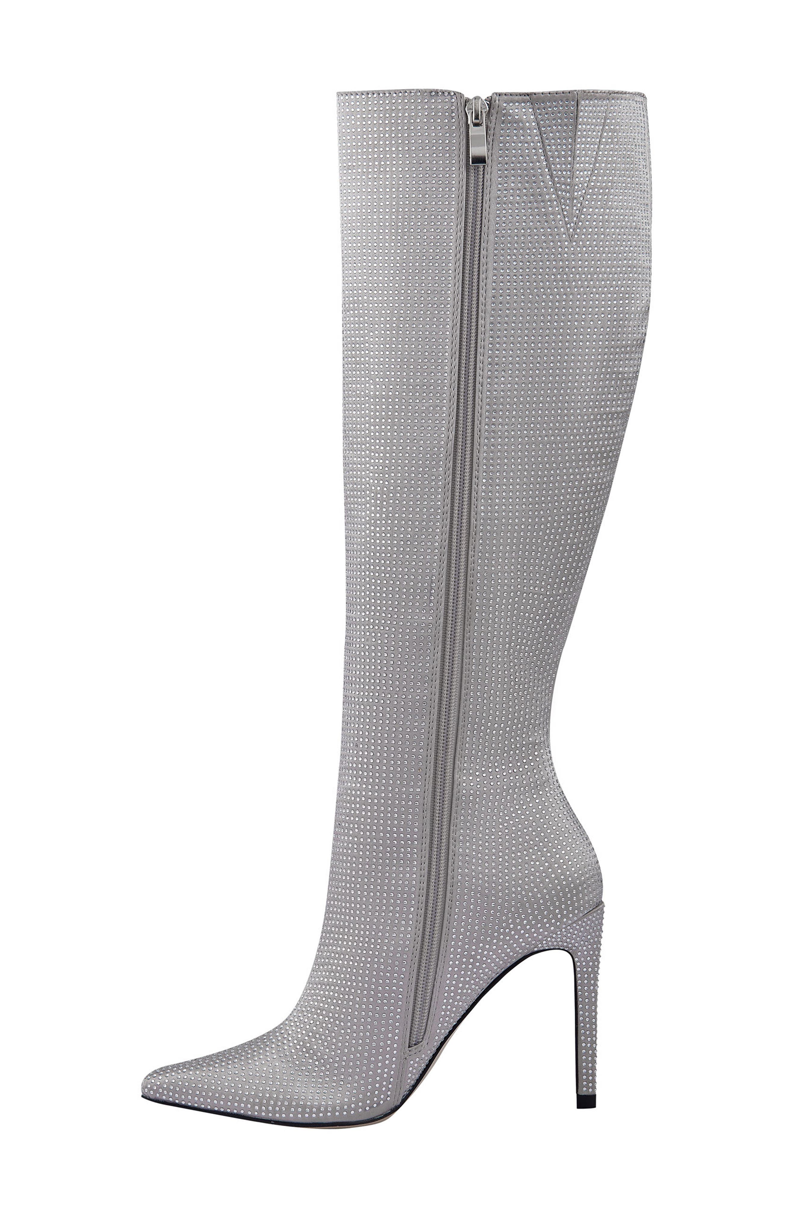 LADY COUTURE Diamond Rhinestone Pointed Toe Boot, Alternate, color, Silver