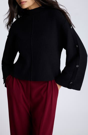 Kenneth Cole Rib Mock Neck Pullover In Black