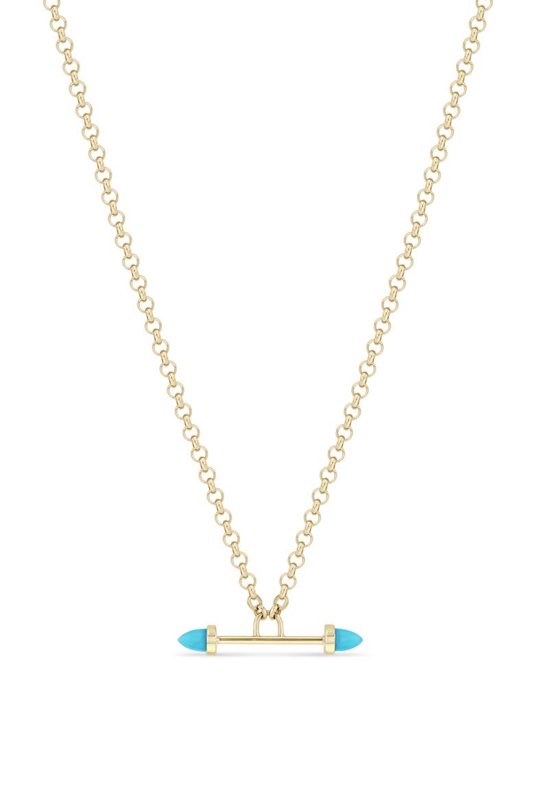 14K Gold Turquoise Rolo Necklace, Main, color, 14K YELLOW GOLD / TURQUOISE