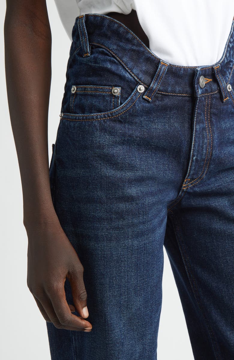 Jean Paul Gaultier Curvy Waistband Straight Leg Jeans, Alternate, color, Indigo