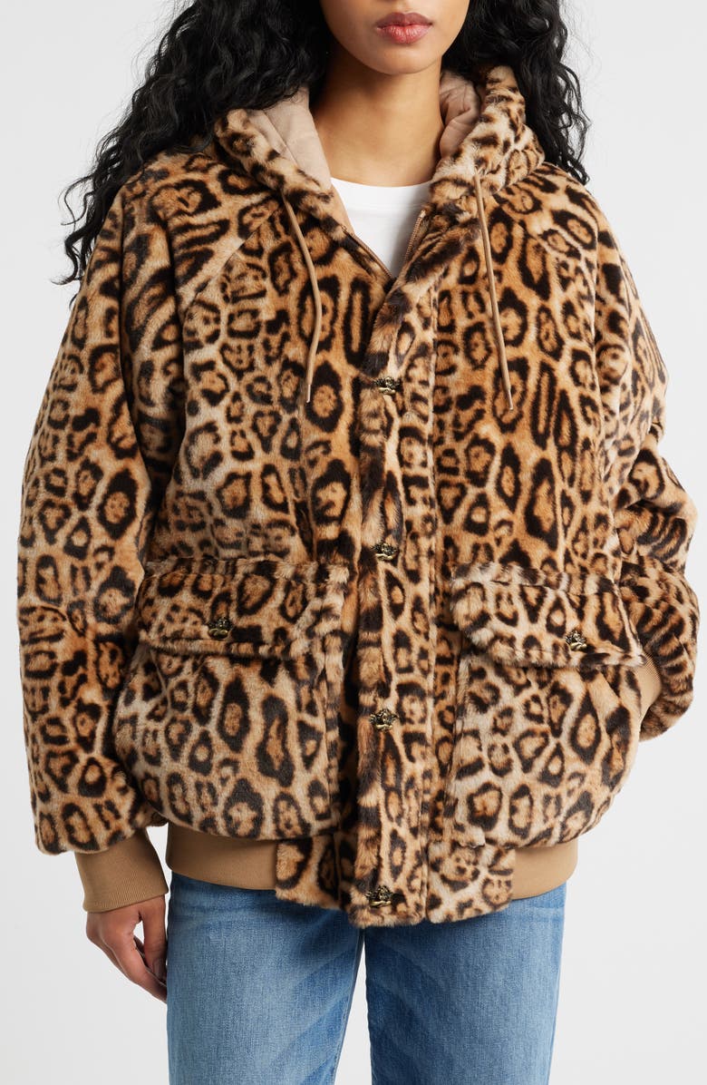 BOYS LIE He A Cheetah Manhunt Fleece Zip Hoodie, Alternate, color, Brown Multi
