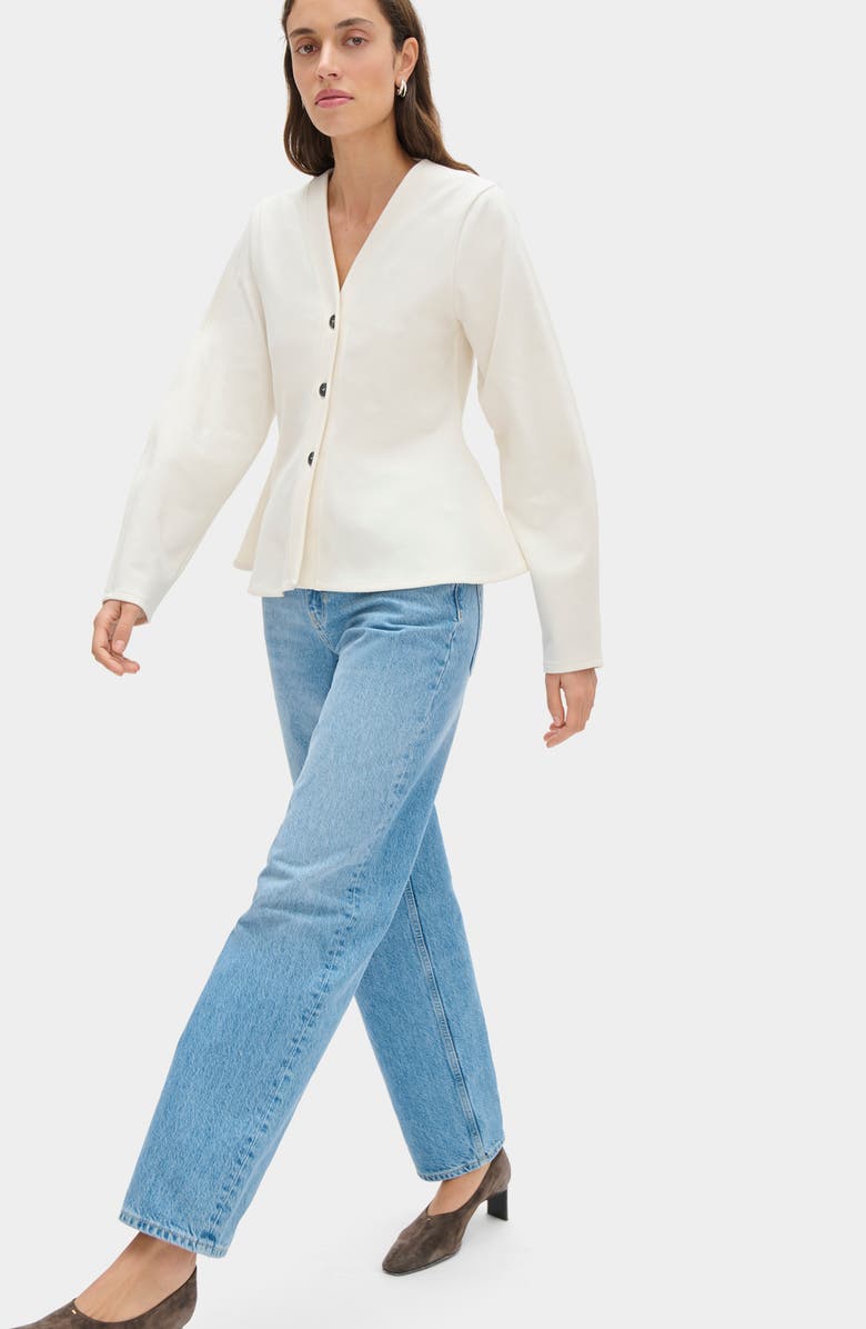 ALIGNE Azalea Ponte Peplum Top, Alternate, color, White