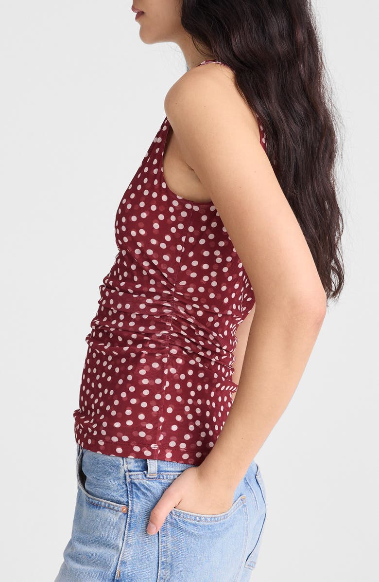 Madewell Cinched Double Layer Mesh Top, Alternate, color, Red Currant
