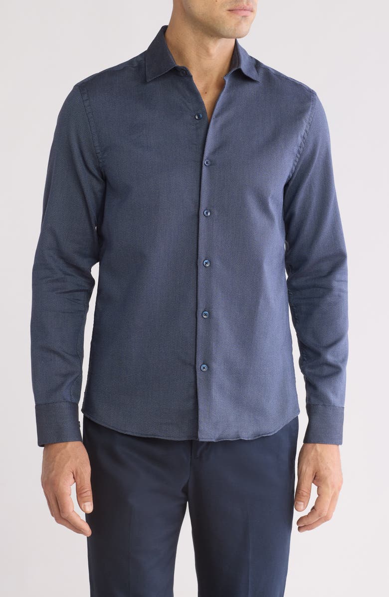 WESTZEROONE Silas Long Sleeve Button-Up Shirt, Main, color, Navy